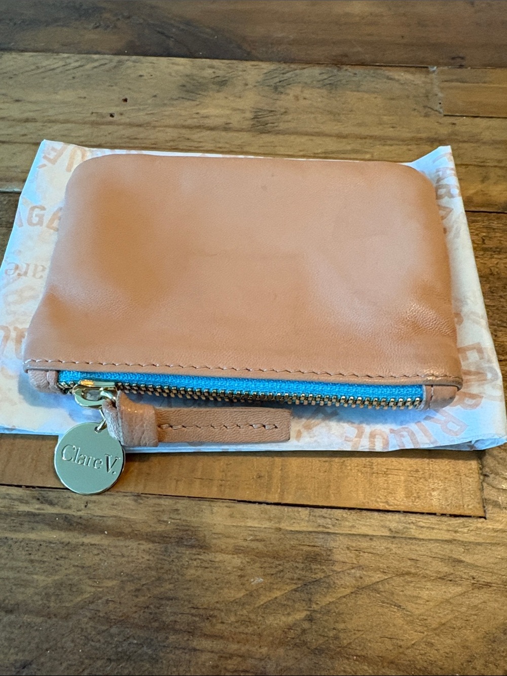 Clare V pale pink coin clutch